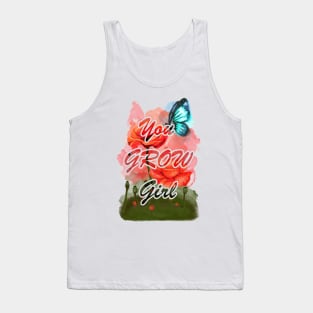 Corn Poppy, Meadow flower, Wild flower, Butterfly Tank Top